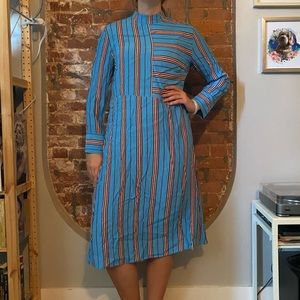 Opposing stripes easy midi dress